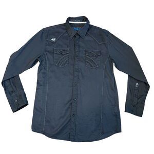 Roar Foundation Signature Mens Long‎ Sleeve Black Button Up Shirt Medium